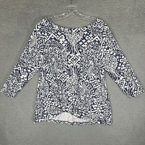 Lilly Pulitzer Maci Top Womens Large Bright Navy Pineapple Party Twist Knot